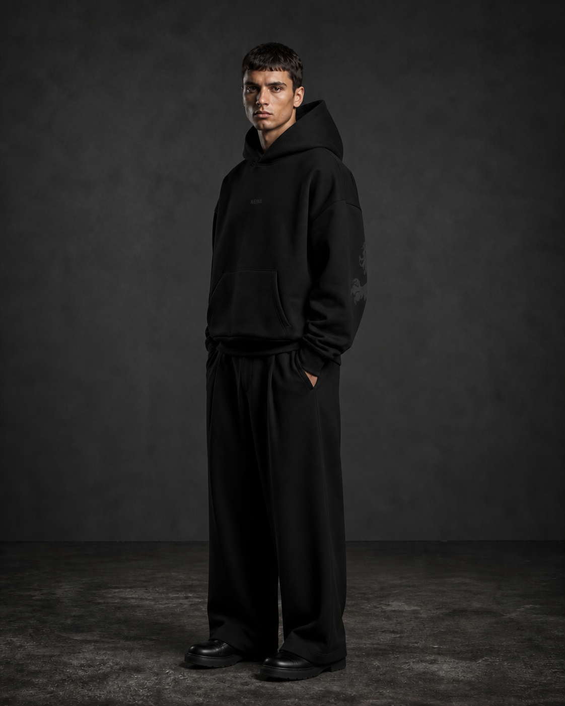 KEINX Oversized Hoodie three-quarter view